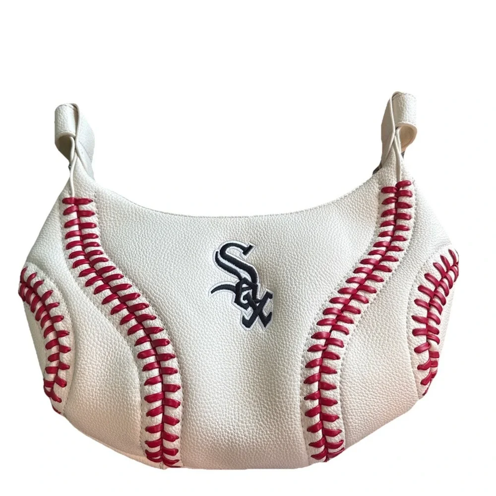 New Montana West Chicago White Sox Shoulder Hobo Bag Curveball Purse *flaw*